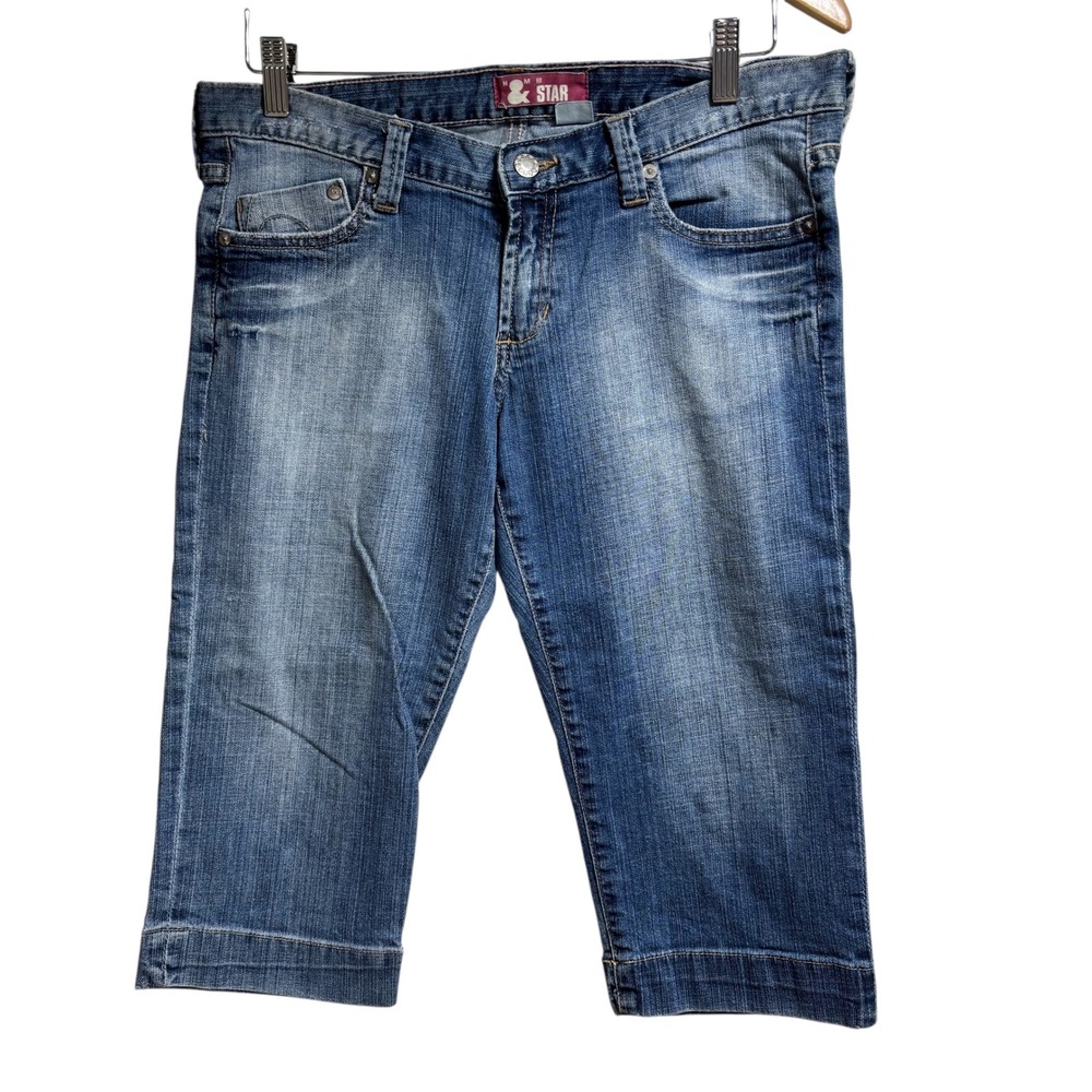 H&M Star Fit Denim Capri‎ Jeans Women Size 32 Blue Wash Cropped #877